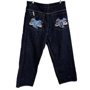 Vintage Paco Jeans Baggy Y2K  Denim Pants Embroidered Graphic Streetwear 38"x 33